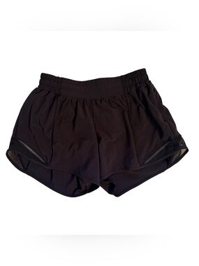 Lululemon hotty hot black mesh athletic lined running shorts 4” Sz 6